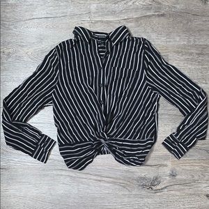 Haute Monde Long Sleeve Button Down with Knot